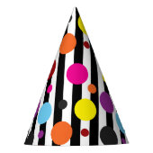 Kleurrijke polka dots zwart wit strepen ontwerp feesthoedjes (Voorkant)
