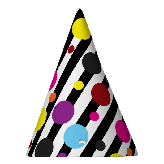Kleurrijke polka dots zwart wit strepen ontwerp feesthoedjes (Rechts)