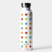 Kleurrijke polka stippen gepersonaliseerd waterfles (Links)