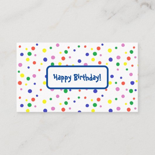 Kleurrijke polka stippen, Happy Birthday Labels (Voorkant)