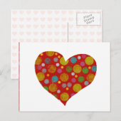 kleurrijke polka stippen - hart briefkaart (Voorkant / Achterkant)