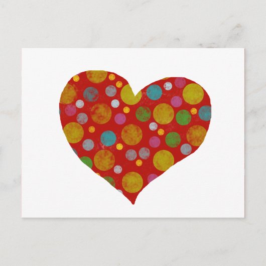 kleurrijke polka stippen - hart briefkaart (Voorkant)