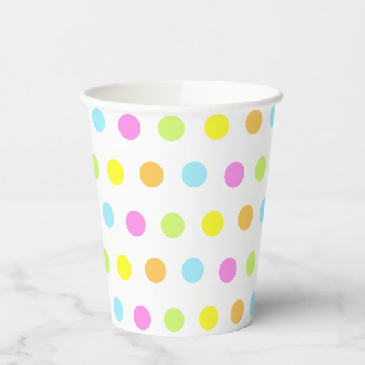 Kleurrijke Polka stippen in pastelkleuren Papieren Bekers (Links)