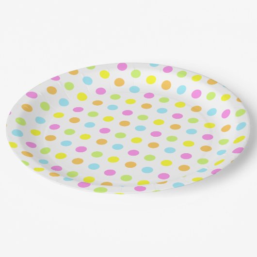 Kleurrijke Polka stippen in pastelkleuren Papieren Bordje (Gekanteld)