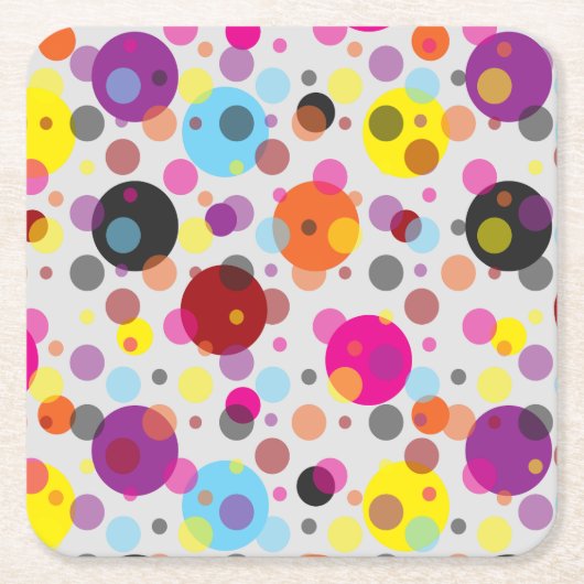Kleurrijke polka stippen kartonnen onderzetters (Voorkant)