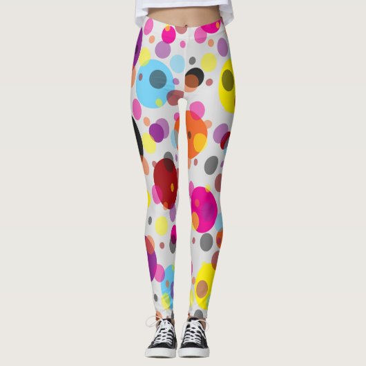 Kleurrijke polka stippen leggings (Voorkant)