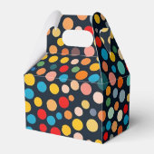 Kleurrijke polka stippen op donkere achtergrond bedankdoosjes (Achterkant)