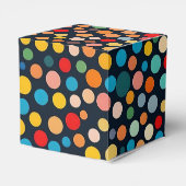 Kleurrijke polka stippen op donkere achtergrond bedankdoosjes (Achterkant)