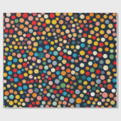 Kleurrijke polka stippen op donkere achtergrond cadeaupapier (Vlak)