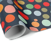 Kleurrijke polka stippen op donkere achtergrond cadeaupapier (Rol Hoek)