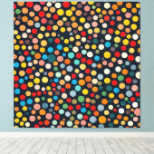 Kleurrijke polka stippen op donkere achtergrond canvas afdruk (Insitu (Houten vloer))
