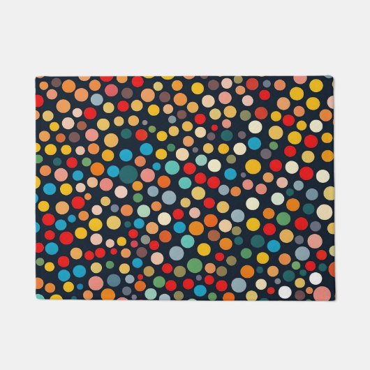 Kleurrijke polka stippen op donkere achtergrond deurmat (Voorkant)