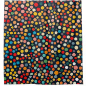 Kleurrijke polka stippen op donkere achtergrond douchegordijn (Voorkant)