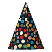 Kleurrijke polka stippen op donkere achtergrond feesthoedjes (Achterkant)