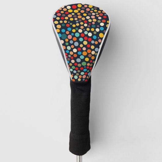 Kleurrijke polka stippen op donkere achtergrond golfheadcover (Voorkant)