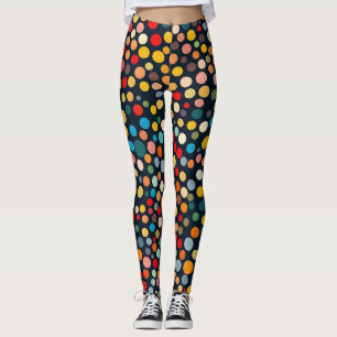 Kleurrijke polka stippen op donkere achtergrond leggings