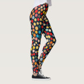 Kleurrijke polka stippen op donkere achtergrond leggings (Rechts)
