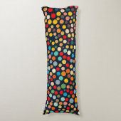 Kleurrijke polka stippen op donkere achtergrond lichaamskussen (Voorkant Verticaal)
