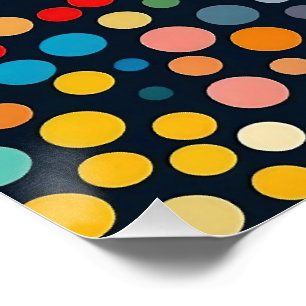 Kleurrijke polka stippen op donkere achtergrond perfect poster