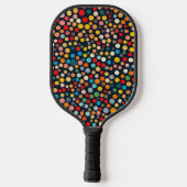 Kleurrijke polka stippen op donkere achtergrond pickleball paddle (Achterkant)