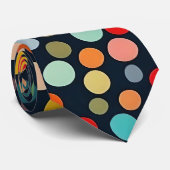 Kleurrijke polka stippen op donkere achtergrond stropdas (Opgerold)