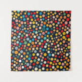 Kleurrijke polka stippen op donkere achtergrond wandkleed (Voorkant (horizontaal))