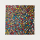 Kleurrijke polka stippen op donkere achtergrond wandkleed (Voorkant)