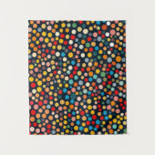 Kleurrijke polka stippen op donkere achtergrond wandkleed (Voorkant)