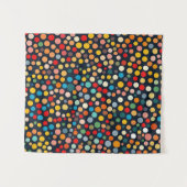 Kleurrijke polka stippen op donkere achtergrond wandkleed (Voorkant (horizontaal))