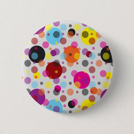 Kleurrijke polka stippen ronde button 5,7 cm (Voorkant)