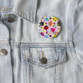 Kleurrijke polka stippen ronde button 5,7 cm (In situ)
