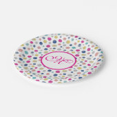 kleurrijke polka stipts papieren bordje (Gekanteld)