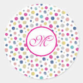kleurrijke polka stipts ronde sticker (Voorkant)