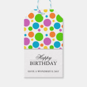 Kleurrijke Polkadot Gelukkige Verjaardag Cadeaulabel (Voorkant)
