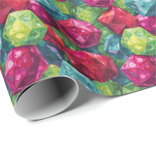 Kleurrijke Polyhedral Dice D & D Gaming Cadeaupapier (Rol Hoek)