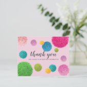 Kleurrijke Pom Pom Bedankt Briefkaart (Staand voorkant)