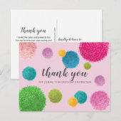 Kleurrijke Pom Pom Dank Je Wel Briefkaart (Voorkant / Achterkant)