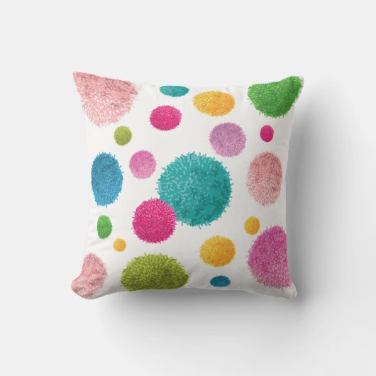 Kleurrijke Pom Pom Meisjesnaam Kussen (Voorkant)