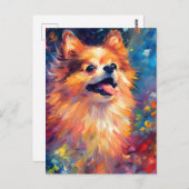 Kleurrijke Pomeranian Briefkaart (Voorkant / Achterkant)