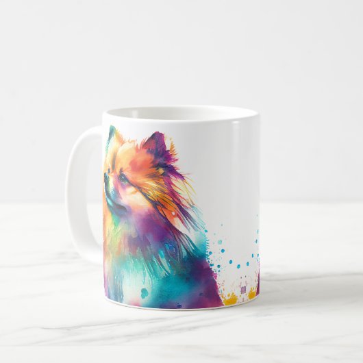 Kleurrijke Pomeranian Dog Pet Coffee Mok, Cup Koffiemok (Voorkant links)