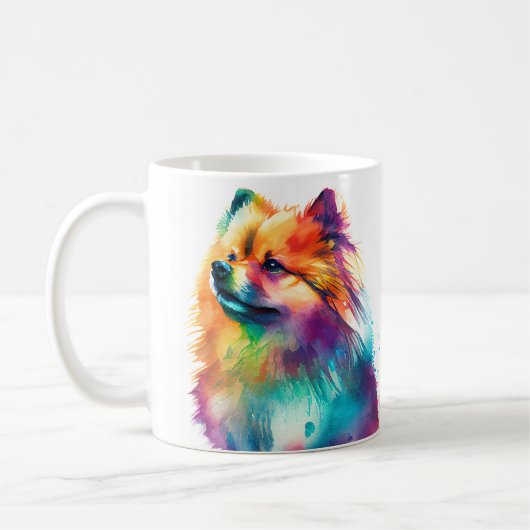 Kleurrijke Pomeranian Dog Pet Coffee Mok, Cup Koffiemok (Links)