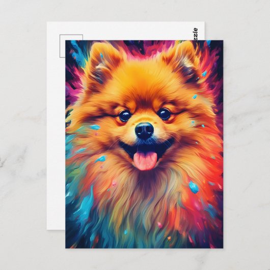 Kleurrijke Pommerse Briefkaart (Voorkant / Achterkant)