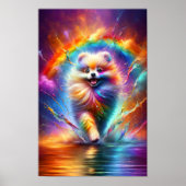 Kleurrijke Pommerse Regenboog Splatter Art Custom Poster (Voorkant)