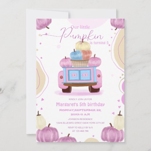 kleurrijke pompoen elegante kinderen verjaardagsui kaart (Voorkant)