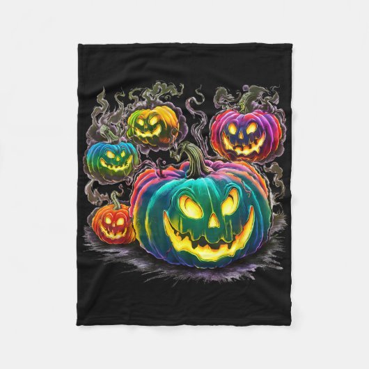Kleurrijke pompoen geesten Jack O Lantern Hallowee Fleece Deken (Voorkant)