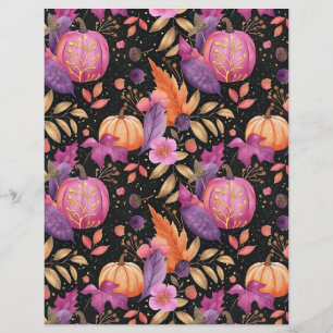 Kleurrijke pompoen herfst patroon plakboek papier