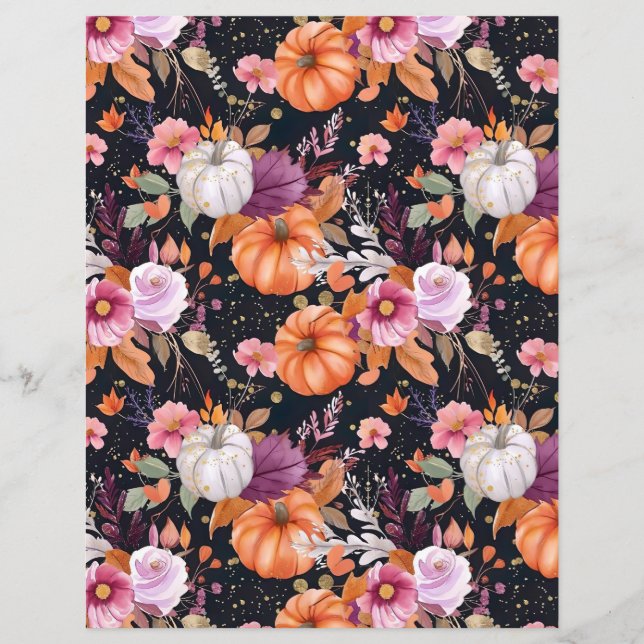 Kleurrijke pompoen herfst patroon plakboek papier (Voorkant)
