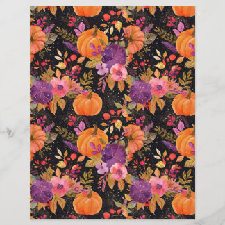 Kleurrijke pompoen herfst patroon plakboek papier