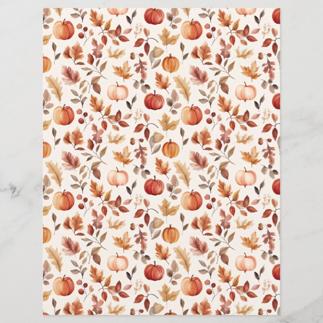 Kleurrijke pompoen herfst patroon plakboek papier (Voorkant)