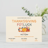 Kleurrijke Pompoen Thanksgiving Potluck Uitnodigin Kaart (Staand voorkant)